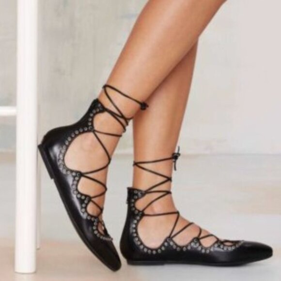 Jeffrey Campbell Prudence Ankle Strap Flats Size 8 NEW - Picture 1 of 5